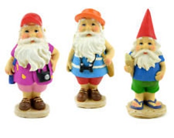 Traveling Sightseeing Gnome Trio,  Gift for Traveler, Set of 3 Gnomes