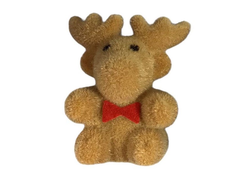 Miniature Toy Reindeer, Dollhouse Fuzzy Reindeer, Mini Christmas Deer image 1