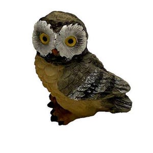 Miniature Brown and Gray Owl, 1&quot; Owl Figurine, Gift for Owl Collector, Shadowbox Owl