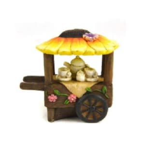 Oranger Blumen-Gedeck-Frühlingswagen, Miniatur-Sonnenblumen-Kaffeewagen, Feengarten-Accessoire