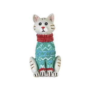 Christmas Cat, Cat in Ugly Sweater, Holiday Table Miniature, Cake Topper, Holiday Village, Holiday Shadow Box, Christmas Sweaters, Cat Gift