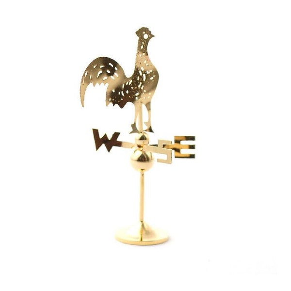 Miniature Rooster Weather Vane, Brass Dollhouse Cockarell Weather Vane