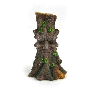 3&quot; Tree Stump with a Face, Smiling Tree Trunk, Fairy Garden Accessory