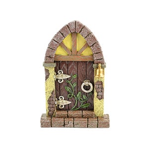 Arched Door with German Schmear Brick, Exposed Brick Fairy Door, 9&quot;  Fairy Garden Door