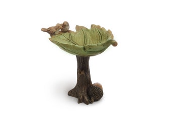 Miniature Fairy Garden  Leaf Birdbath