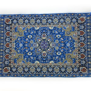 Blue Miniature Oriental Rug, Dollhouse Rug, Woven Polyester Rug,   6.25&quot; Turkish Rug