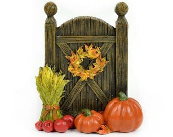 Fairy Garden Fall Harvest Gate with Pumpkins