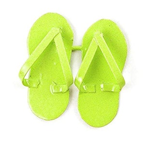 Mini chinelos verdes, sapatos de praia, acessório de jardim de praia, sapatos de ilha, acessório de jardim de fadas