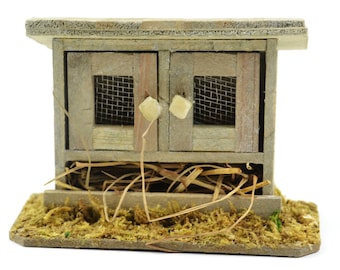 Wood Bunny Hutch, Rabbit House, Miniature Wood Rabbit Hutch
