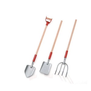 Miniature Long Handle Yard Tool Assortment,   3.5&quot;-4&quot; Shovel and Pitchfork, Dollhouse Miniatures
