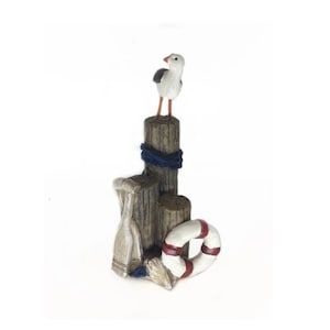 Driftwood Post, Seagull on a Harbor Post, Boat Dock,  Ocean Wood Post,  Nautical Decorated