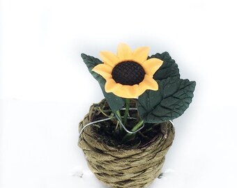 Mazzi Di Girasoli Artificiali In Argilla 1:12 - 3 Pezzi Miniatura Casa Delle Bambole