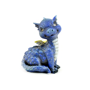 Baby Blue Dragon, Sitting Dragon, Friendly Blue Dragon,  Fairy Garden Dragon