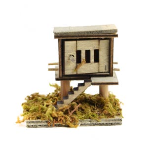 Micro-Mini Wooden Chicken Coop,  Farmer&#39;s Hen House, Farm Animal Pen, Fairy Garden Accessory