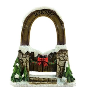 Holiday Welcome Gate, Miniature Christmas Arched Gate,  Christmas Fairy Garden Accessory, Holiday Table Centerpiece, Holiday Gift Idea