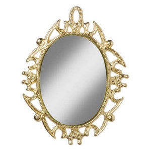Oval Dollhouse Mirror, Miniature Gold Framed Mirror