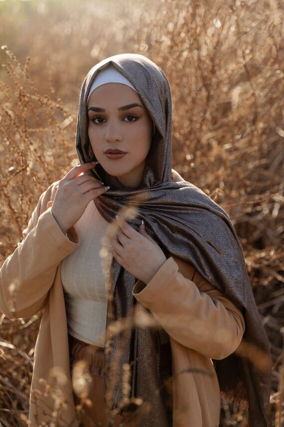 Womens polka dot print viscose maxi hijab soft touch glitter head scarf