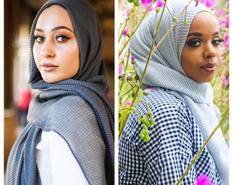 Premium pleated Ripple solid Viscose Hijab Shawl Wrap Head Scarf for women