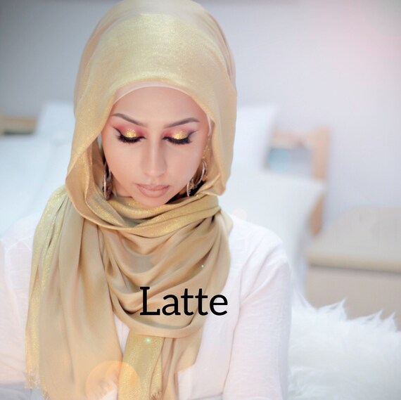 Womens polka dot print viscose maxi hijab soft touch glitter head scarf