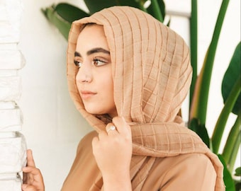 Buy Cotton Viscose Pleated Hijab Head Scarf Shawl Wrap for Women