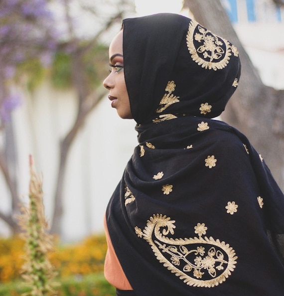 Embroidered Shimmer Hijab Wrap Head Scarf Shawl Wrap for Women - Etsy