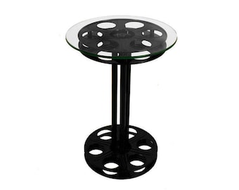 Home Theater Movie Reel Table - Cinema Film Reel End Table - Black Finish - Brand new components