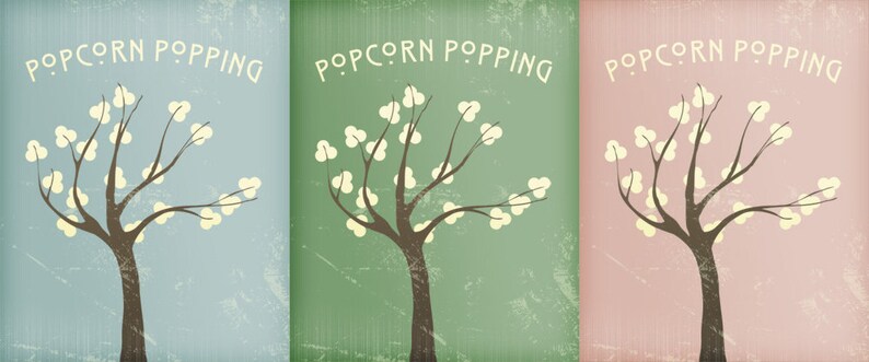 Popcorn Popping Giclée Art Print Blue or Green or Pink LDS Mormon Apricot Tree image 2