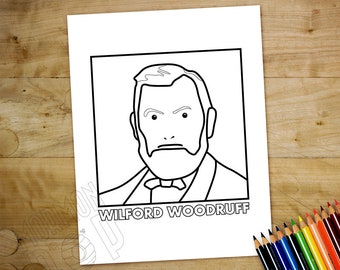 Coloring Page • Wilford Woodruff • Instant PDF Digital Download • Illustrated Mormon LDS