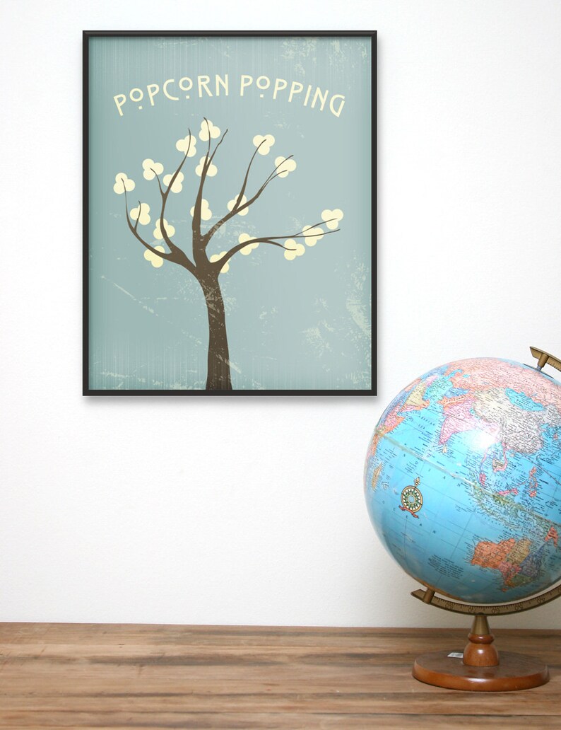 Popcorn Popping Giclée Art Print Blue or Green or Pink LDS Mormon Apricot Tree image 3