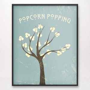 Popcorn Popping Giclée Art Print Blue or Green or Pink LDS Mormon Apricot Tree image 1