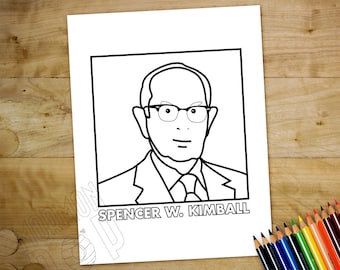 Coloring Page • Spencer W. Kimball • Instant PDF Digital Download • Illustrated Mormon LDS