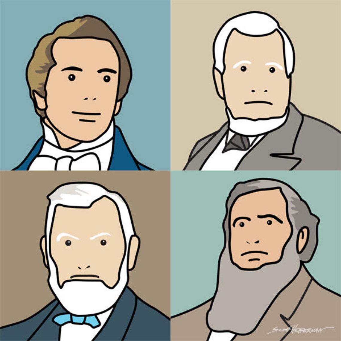 Latter-day Prophets Giclée Art Print Illustrated Mormon LDS Julian Opie ...