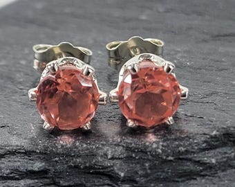 Pink Morganite Crystal Quartz Sterling Silver Stud Earrings