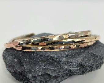 Brass And Silver Bangle Bracelet, 21st Anniversary Gift For Her
