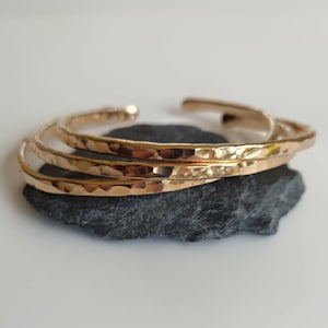 Hammered Bronze Bangle Bracelet, 8th Anniversary Gift For Her