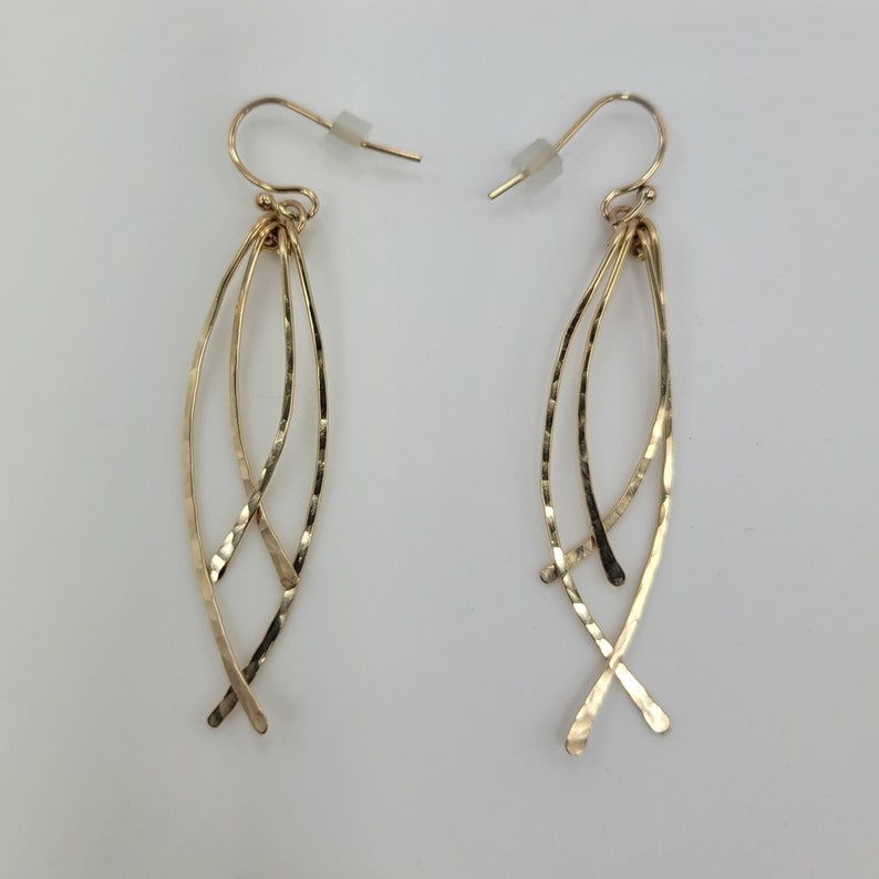 Curved Bar Earrings, Curved Drop Earrings, 14k Gold Filled Earrings for