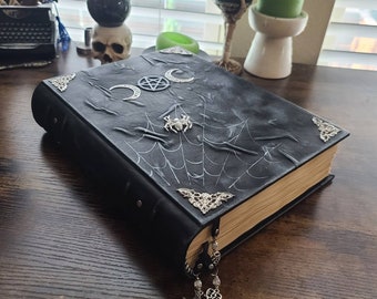 Tripple Moon.  Pentagram.  Handmade blank leather journal