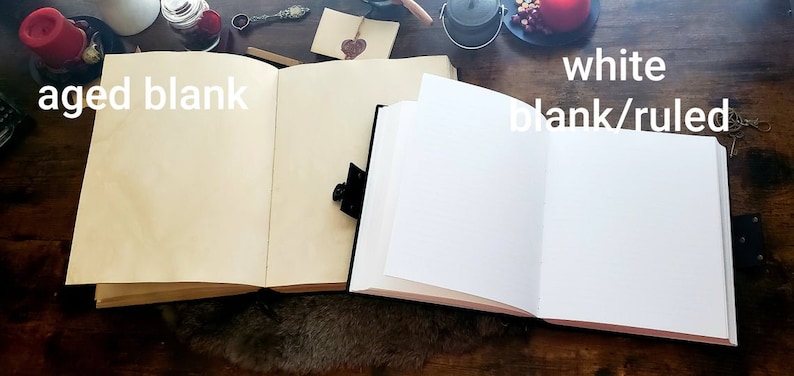 Enorm stor grimoire Pentacle läderformelbok med skuggor bild 2