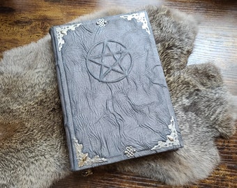 Blank leather journal Pentagram,  book of spells. IN STOCK
