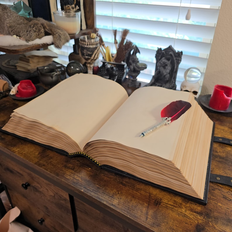 Black leather journal, Medieval style. Blank book image 5