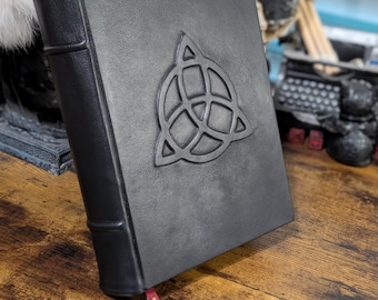Triquetra.  Charmed.  Celtic knot. Handmade leather blank journal