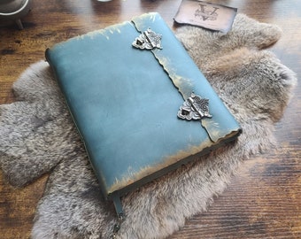 Antique leather softbook spellbook handmade.