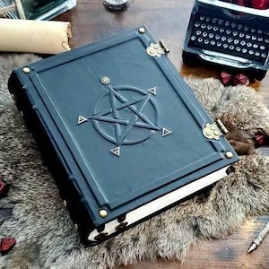 Handmade Leather grimoire The Pentagram by Velimira