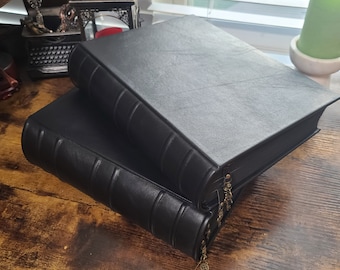 Handmade Black Leather Journal: Classic Grimoire, Book of Spells