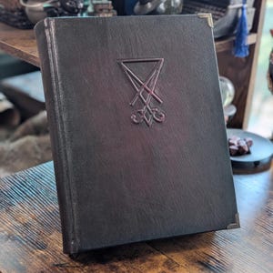 The Book of Lucifer. Customizable. Blank leather journal
