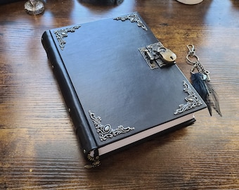 Natural leather handmade blank notebook.  Guestbook.  Book of shadows