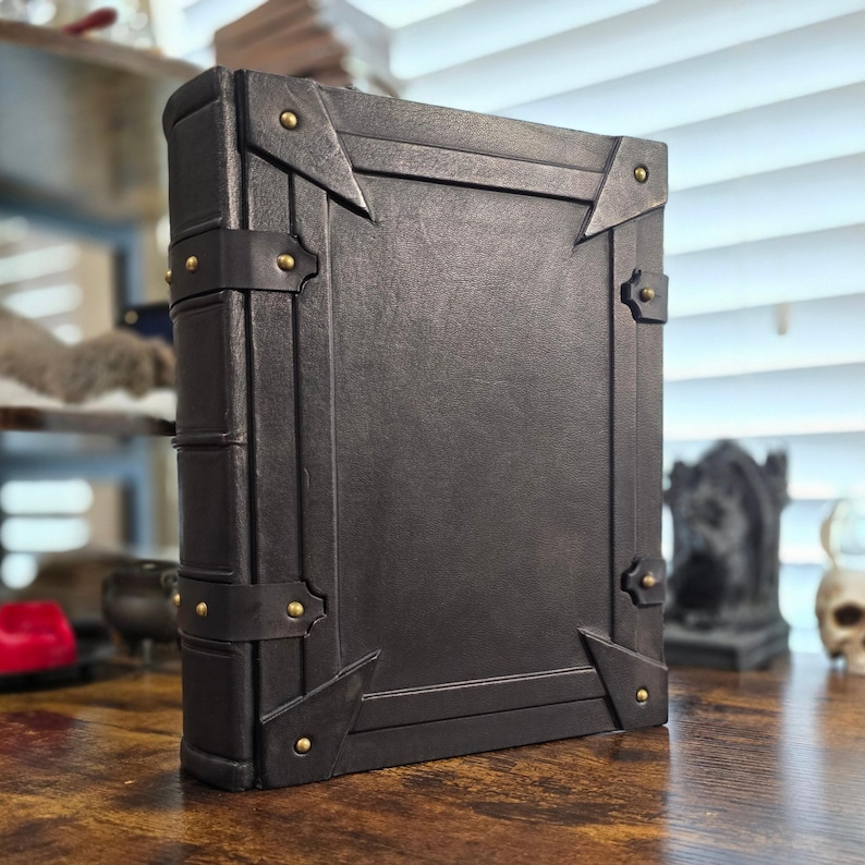 Black leather journal, Medieval style. Blank book image 1