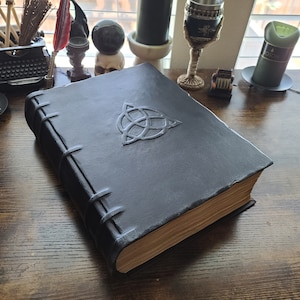Handmade blank leather journal with Triquetra