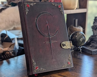 Book of Lilith. Handmade leather journal with lock. Customizable