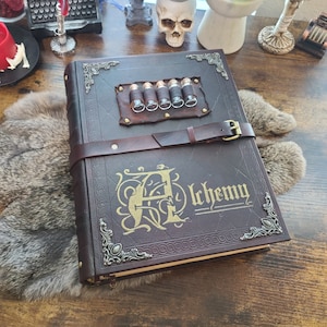 Ancient Alchemy grimoire Big blank leather journal